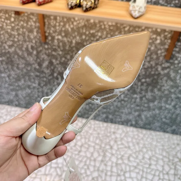Valentino Women White Mesh Slingback Pumps product view 6