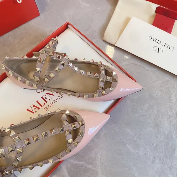 Valentino Women Pink Patent Leather Studded Flats product view 3
