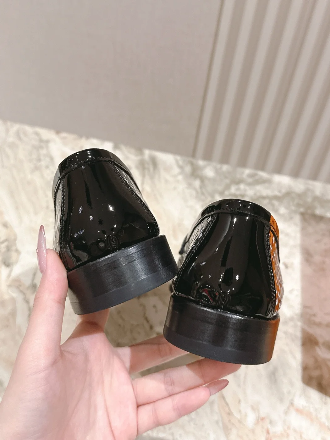 Louis Vuitton Women Black Patent Leather Loafers product view 6