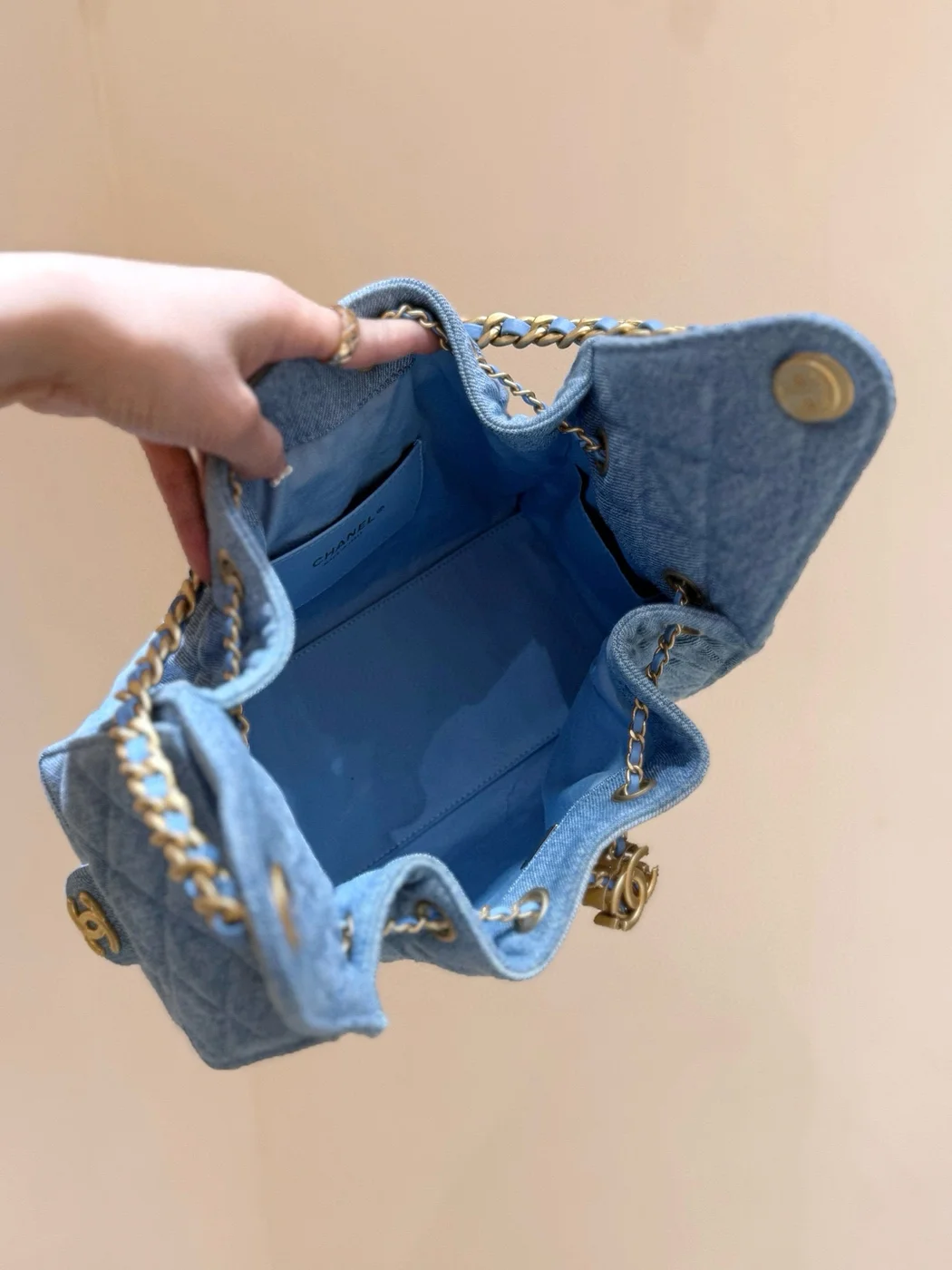 Chanel 25 Small In Blue 30 Denim Gold Hardware Bag product view 9
