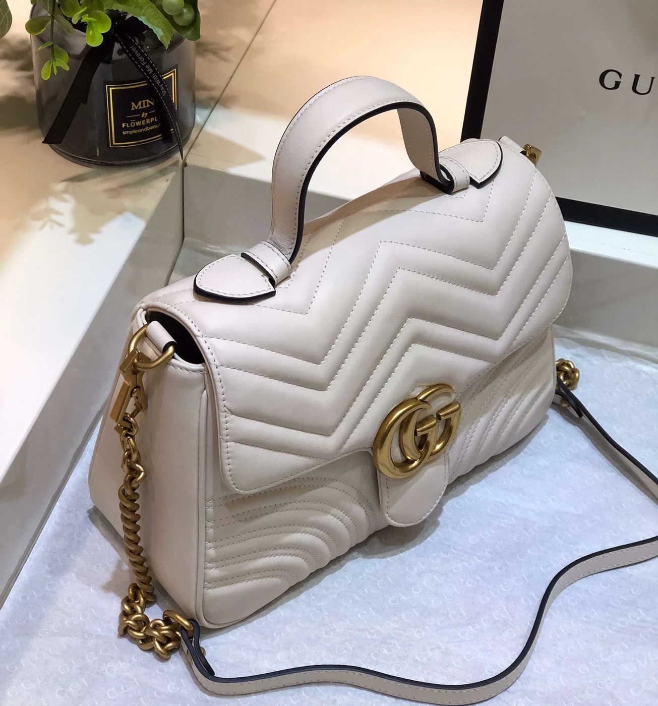 Gucci Marmont Top Handle Handbag White 27 cm product view 8