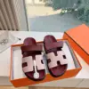 Hermès Women Burgundy Leather Pink Accent Sandals product view 3