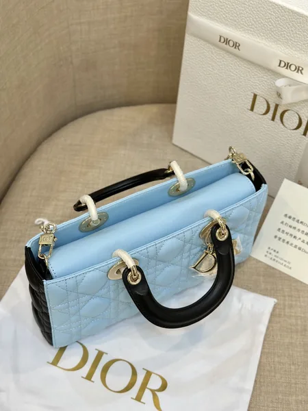 Dior D-Joy Women’s Handbag, Ice Blue Cowhide Leather, 26 cm product view 4