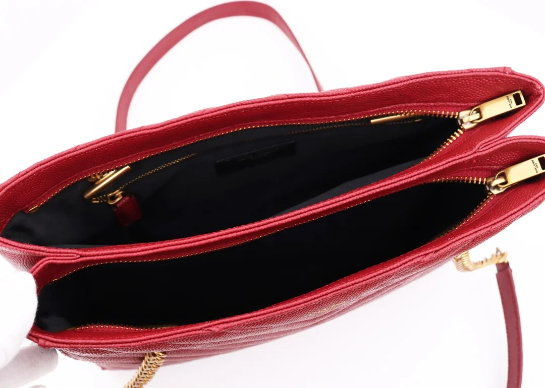 Saint Laurent Tribeca shoulder bag in burgundy leather product view 8