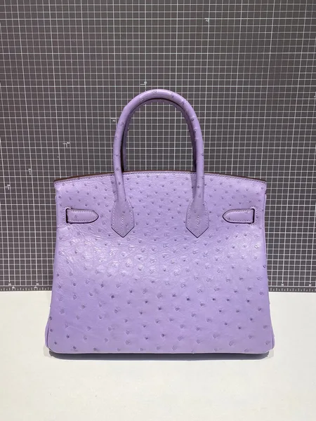 Hermès Birkin 30 cm Purple Ostrich Leather Silver Hardware Bag product view 2