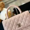 Chanel Coco Handbags Leather Pink With Silver Lock 23 cm product view 5