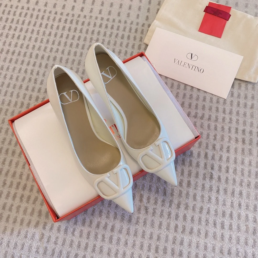 Valentino Women White Patent Leather Pointed Flats product view 5