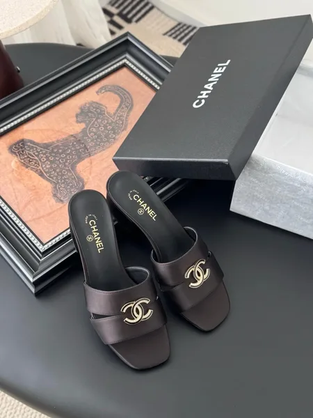 Chanel Women Dark Brown Satin Mules product view 6