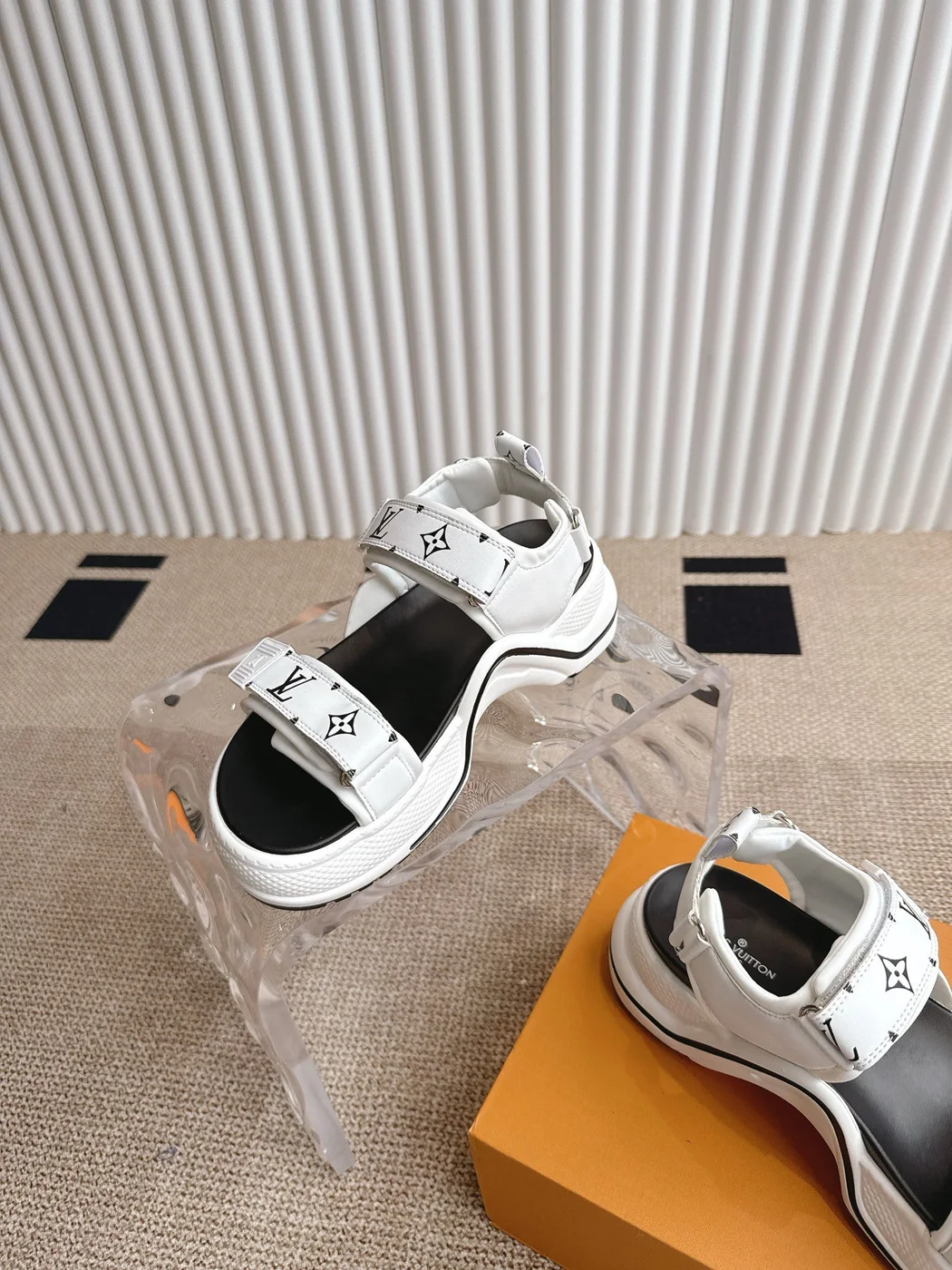Louis Vuitton Women White Synthetic Strap Sandals product view 6