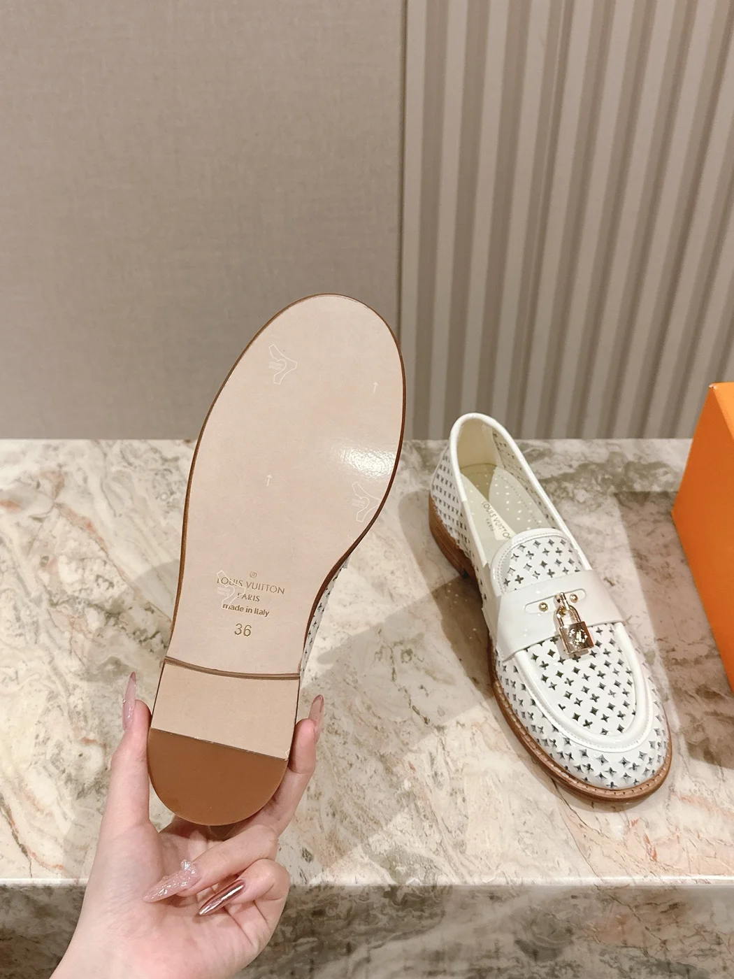 Louis Vuitton Women White Leather Loafers product view 2