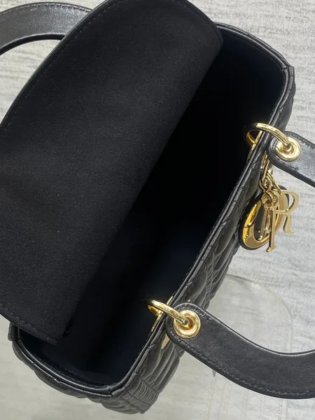 Dior Lady Black Gold Hardware (Medium size) Bag product view 3