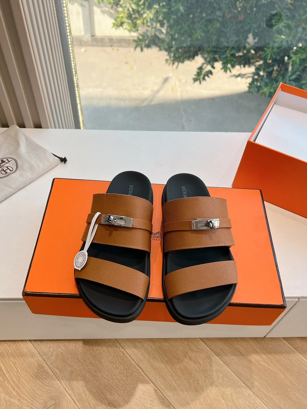 Hermès Women Brown Leather Straps Sandals product view 5