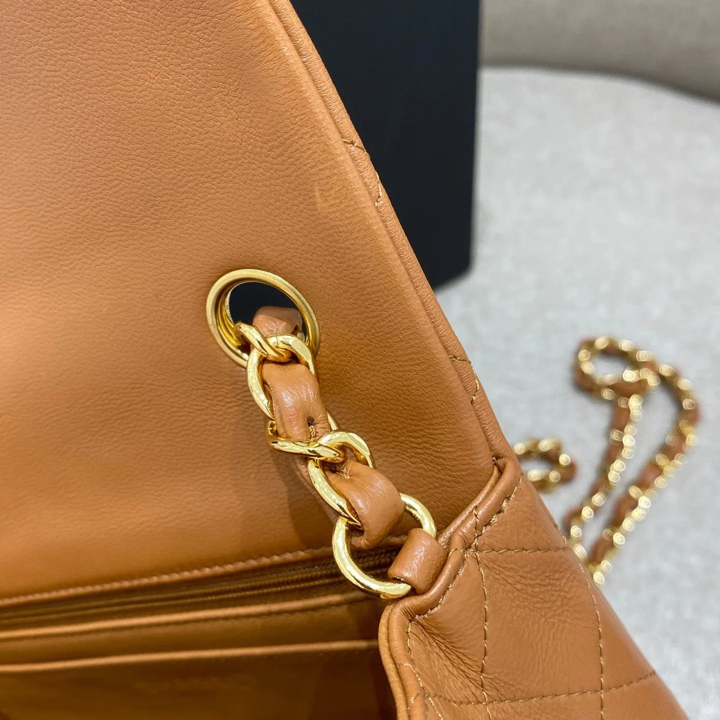 Chanel Flap Bag 20 cm Caramel Lambskin Gold Hardware product view 2