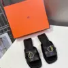 Hermès Women Black Leather Slippers product view 1
