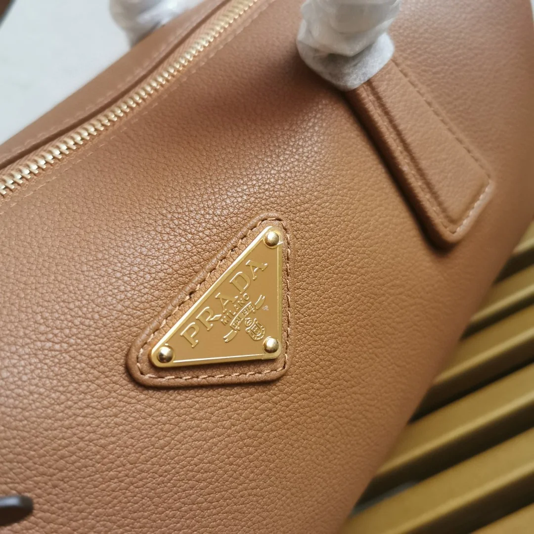 Prada Caramel Medium leather top-handle bag with padlock product view 5