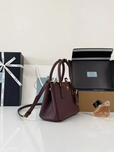 Prada Galleria small burgundy Saffiano leather Bag product view 8