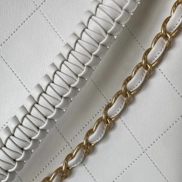 Chanel Calfskin Hobo Bag White/Black product view 5