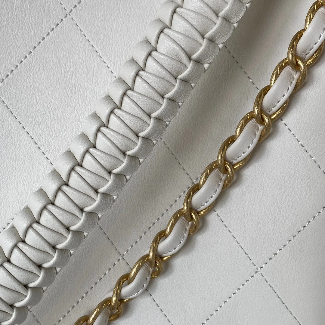 Chanel Calfskin Hobo Bag White/Black product view 5