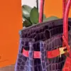 Hermès Birkin 30 Purple/Red Crocodile Leather Gold Hardware Bag product view 5