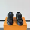 Louis Vuitton Men Black Leather Sneakers With Multicolor Accents product view 2