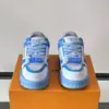 Louis Vuitton Men Light Blue Leather And Fabric Sneakers product view 2