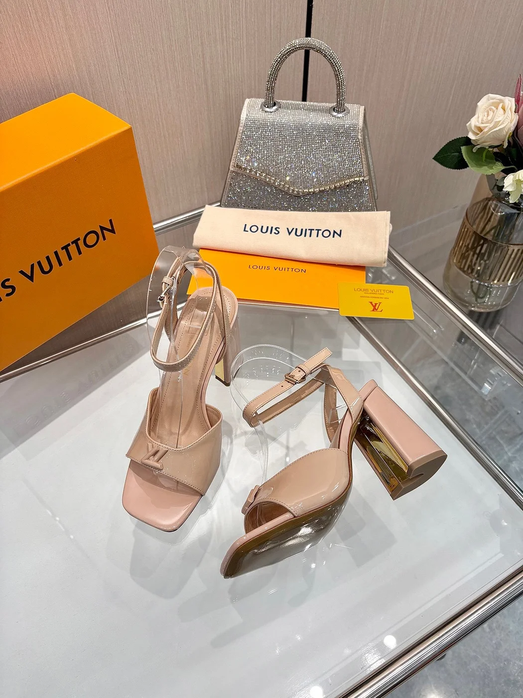Louis Vuitton Women Nude Patent Leather Block Heels product view 5