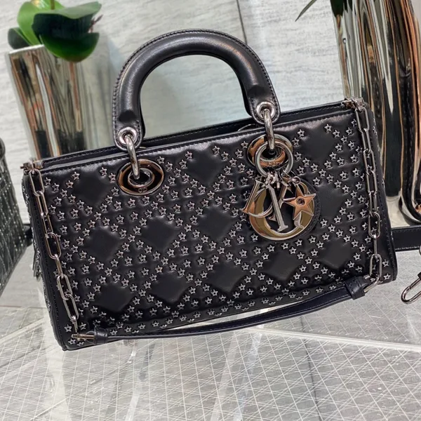 Dior D-Joy Premium Black Handbag With Star Studs 26 cm product view 1