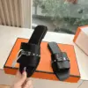 Hermès Women Black Leather Slide Sandals product view 6
