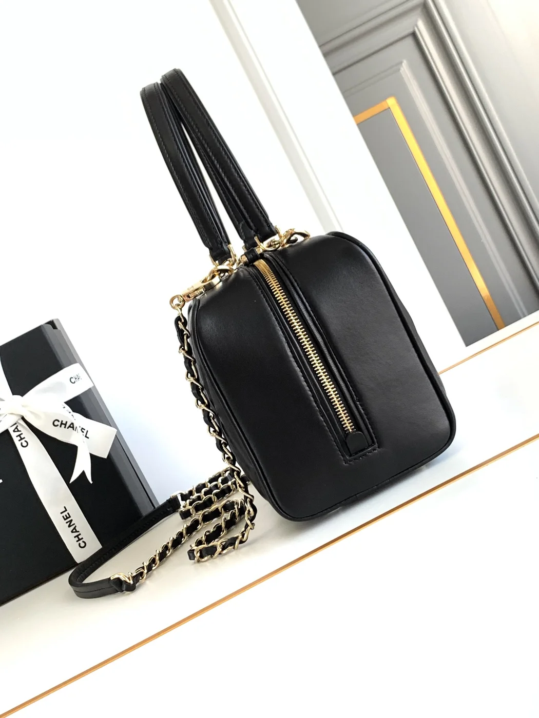 Chanel Black Quilted Lambskin Leather Bag product view 5