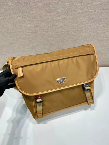 Prada Large Flap Bag 30 In Cider Brown Re-Nylon And Calfskin Trim product view 2