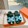 Hermès Women Green Leather Blue Sandals product view 3