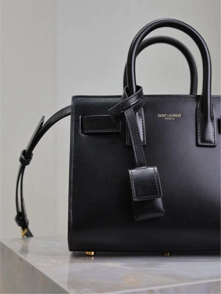 Saint Laurent Sac De Jour Gold Black Grain Leather Bag product view 8