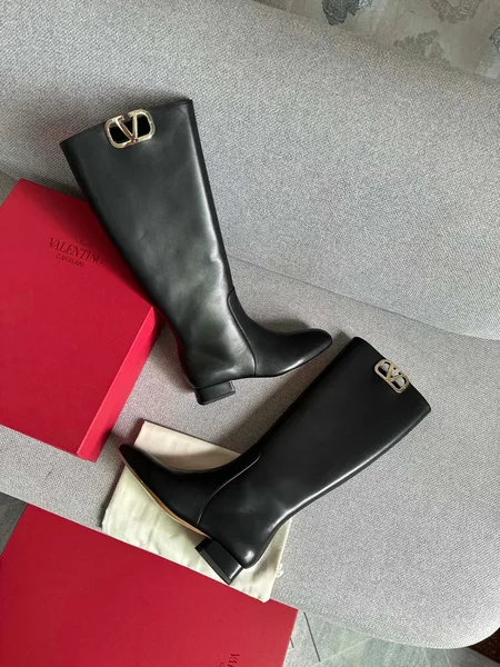 Valentino Women Black Leather Tall Boots product view 1