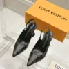 Louis Vuitton Women Black Patterned Leather Heels product view 1