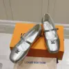 Louis Vuitton Women Silver Leather Mary Jane Flats product view 5