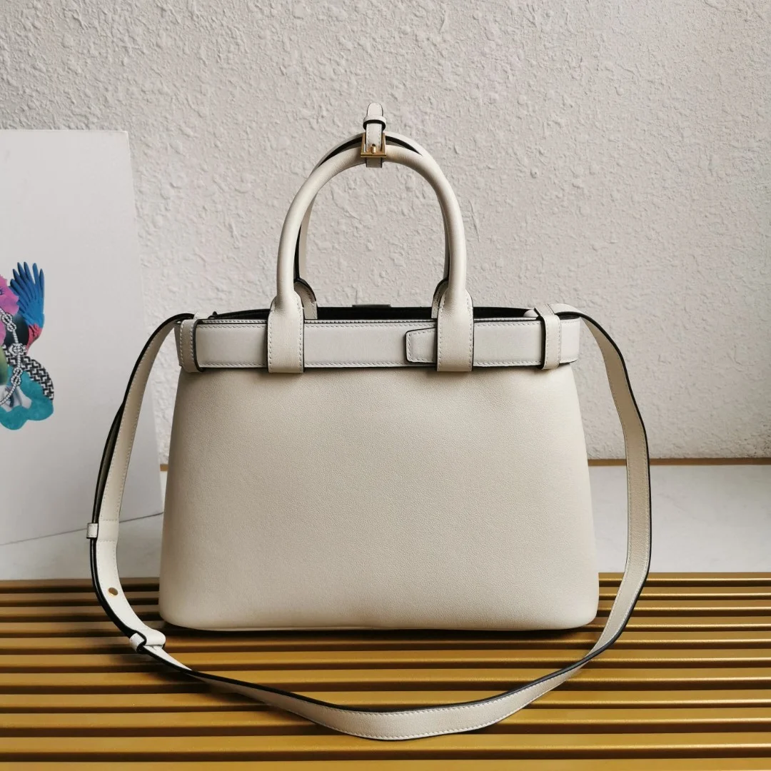 Prada White/Black Prada Buckle small leather handbag with belt product view 3