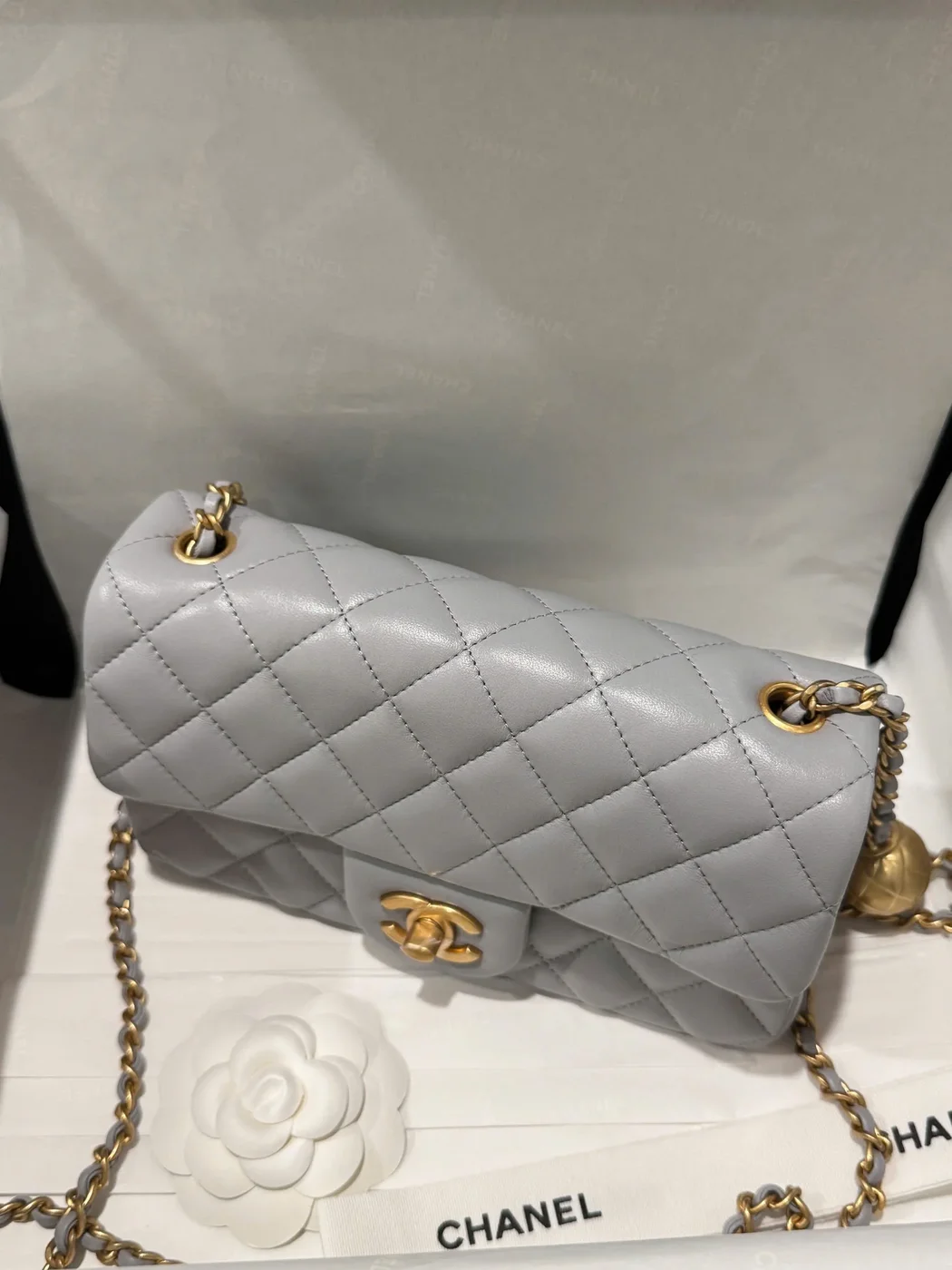 Chanel Classic Flap Mini Grey Gold Hardware 20 cm Bag product view 2