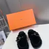 Hermès Women Black Suede Buckle Mules product view 1
