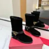 Valentino Women Black Suede Leather Strap Boots product view 1