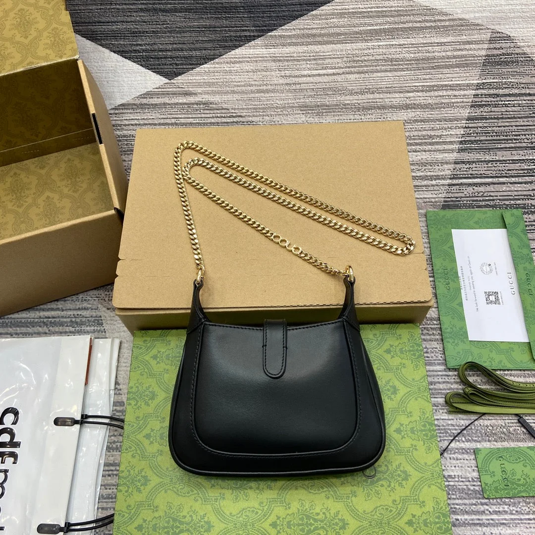 Gucci Jackie Notte Mini Bag 19 In Black Calfskin Gold Hardware product view 6