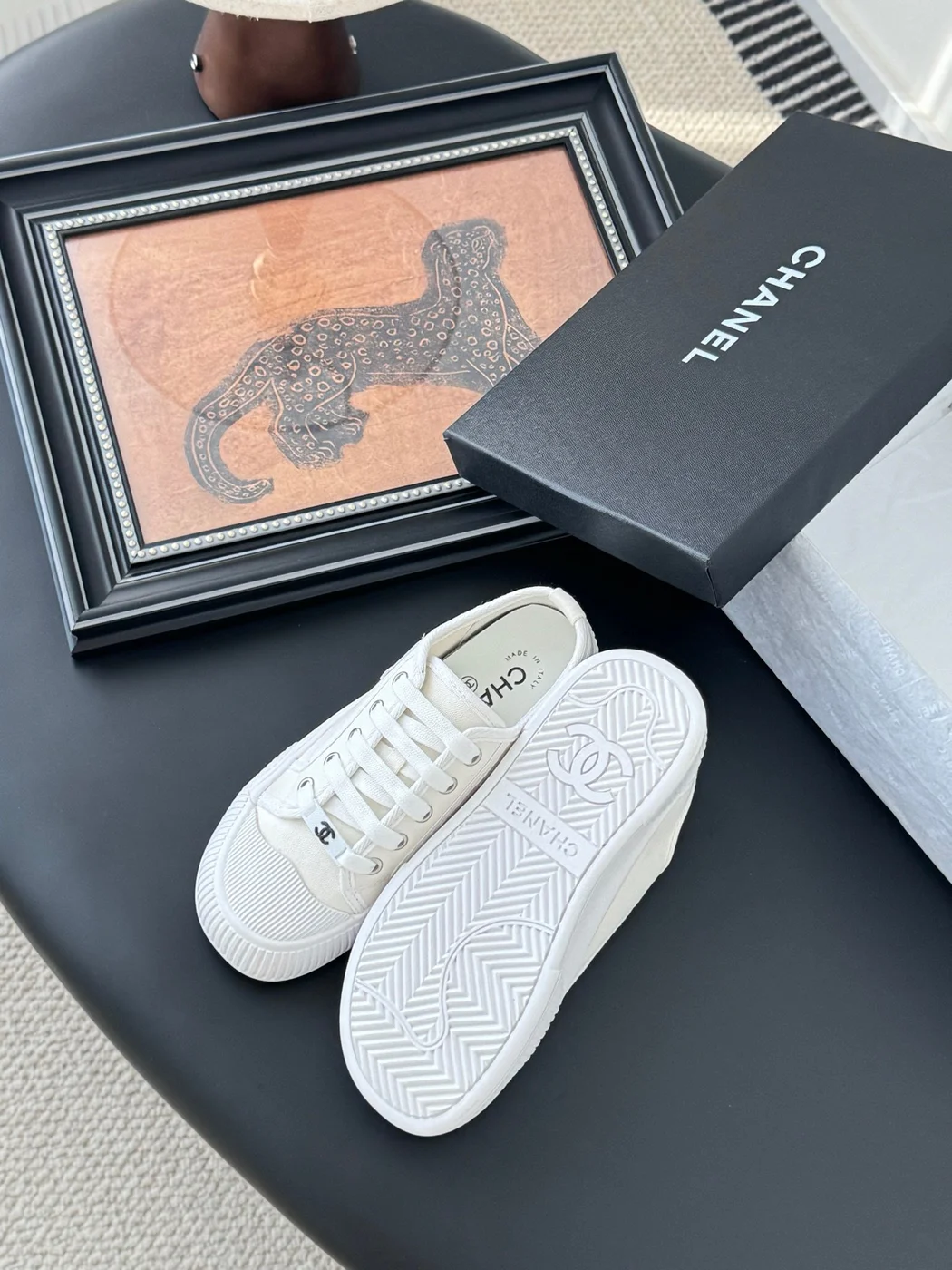 Chanel Women White Canvas Sneakers product view 5