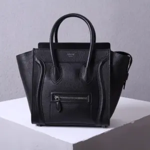 Celine Black Drummed Leather Nano Luggage Tote Bag product view 1