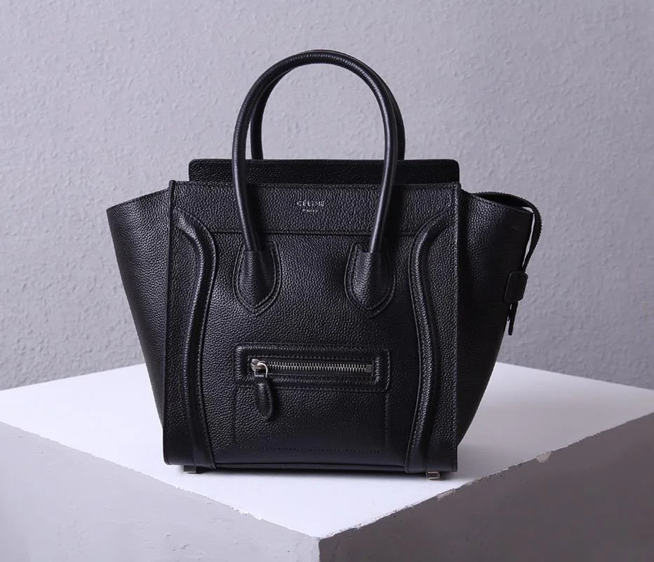 Celine Black Drummed Leather Nano Luggage Tote Bag product view 1