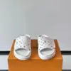 Louis Vuitton Men White Printed Fabric Slides product view 2