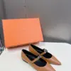 Hermès Women Tan Leather Pointed Toe Flats product view 3