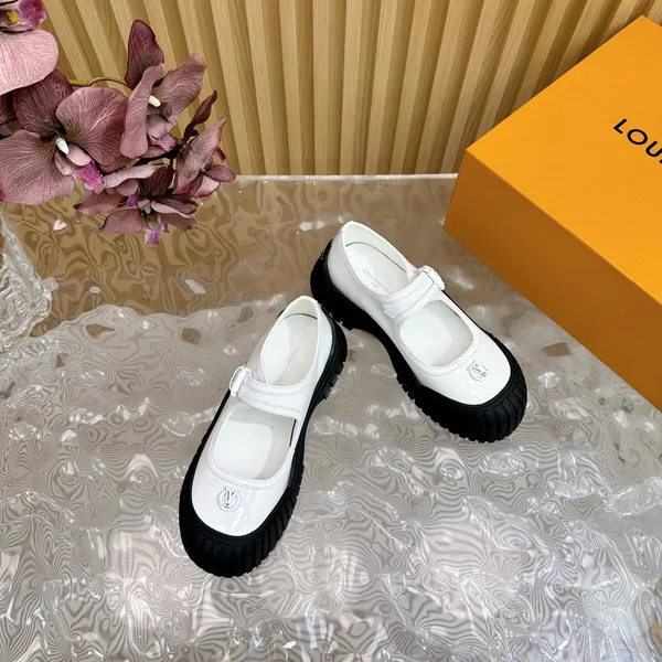 Louis Vuitton Women White Patent Leather Rubber Toe Mary Janes product view 1