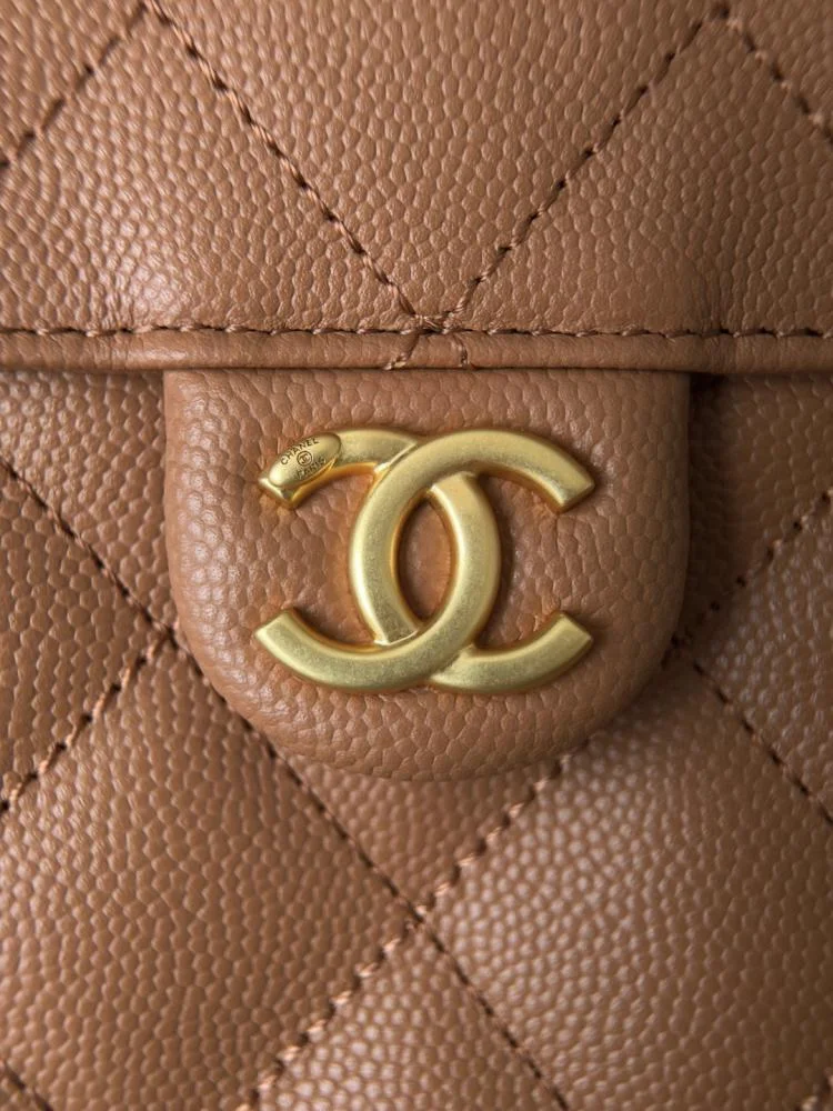 Chanel Small 25 Bag in Caramel Caviar Leather product view 4