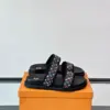 Louis Vuitton Men Black Canvas Double Strap Slides product view 1
