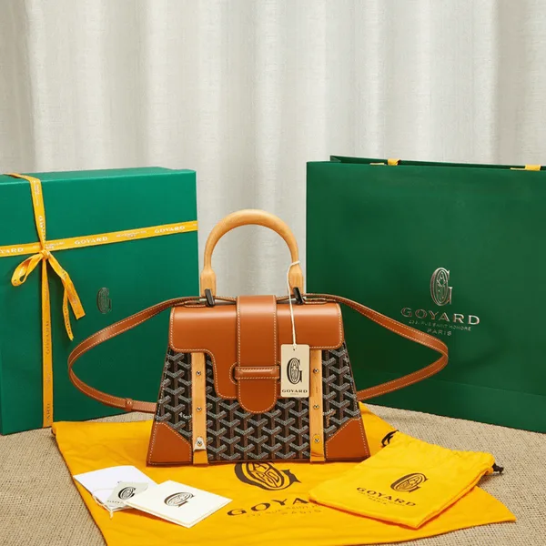 Goyard Saigon Brown Handbag With Wooden Handle 28 cm product view 1
