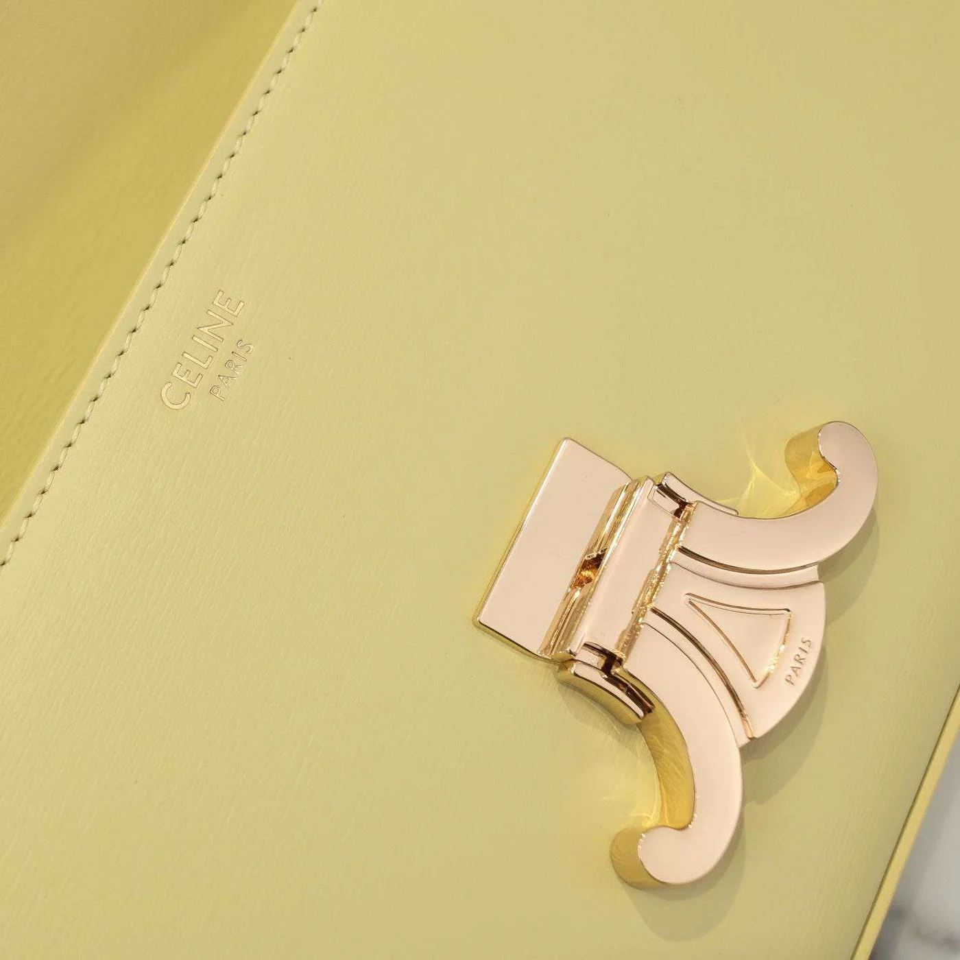 Celine Triomphe Handbag Bright Yellow Smooth Leather 20x12cm product view 8